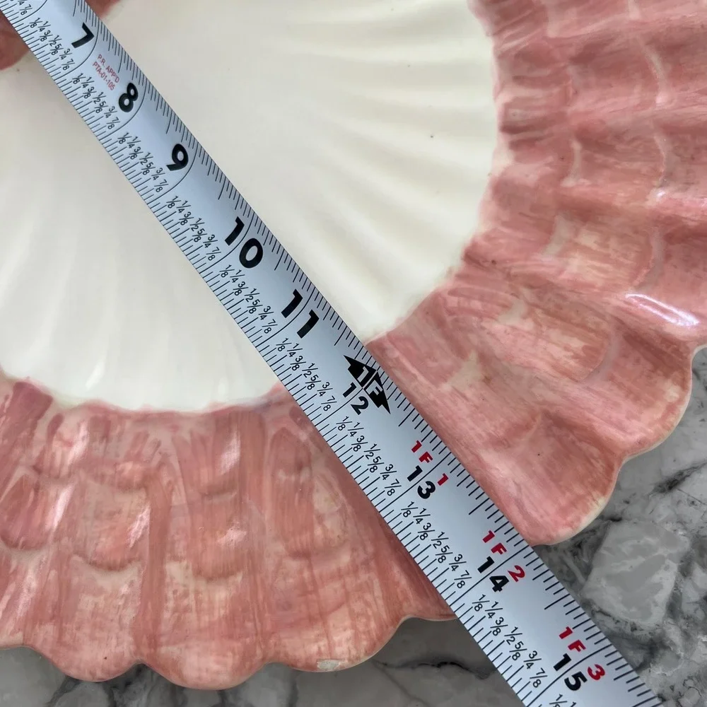 Handmade pink shell‎ platter signed